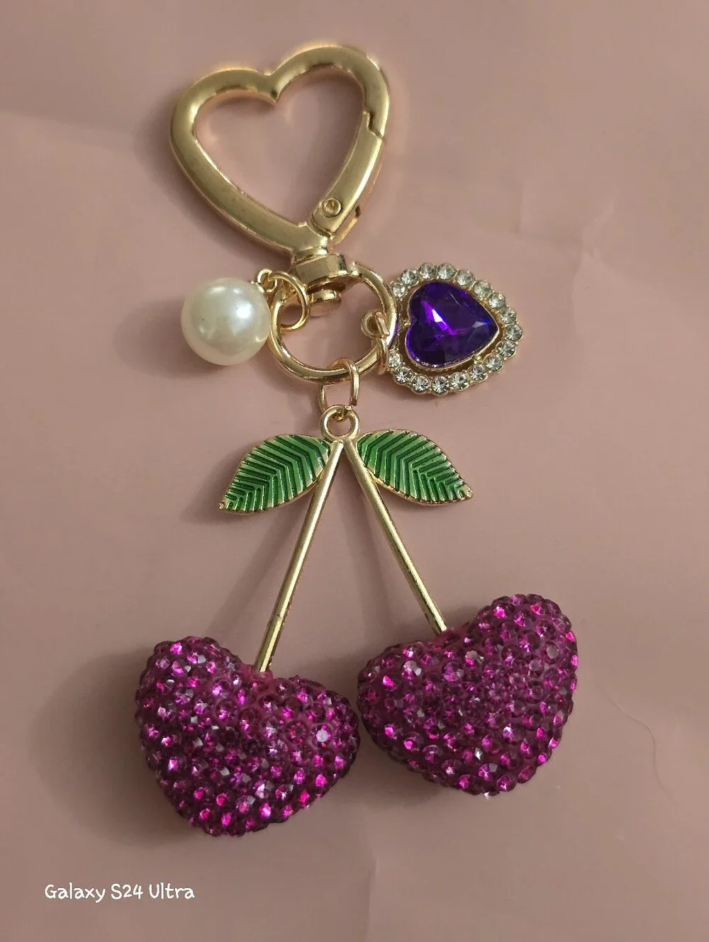 Cherry Heart Bag Charm/ Keychain NEW